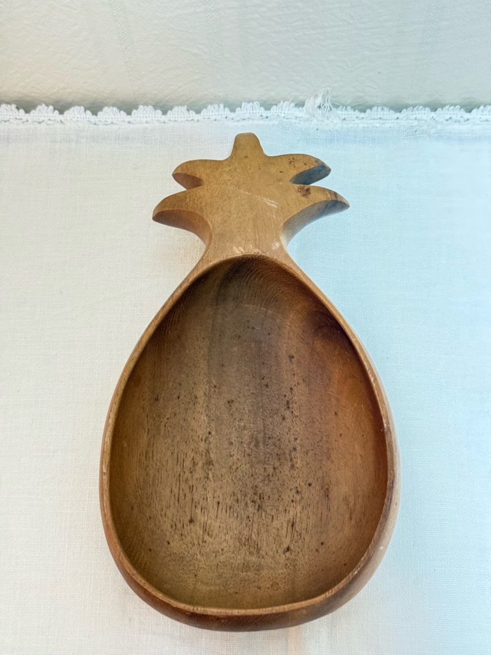 Vintage‎ Hand-Carved Pineapple Wood Serving Bowl - Natural Brown
